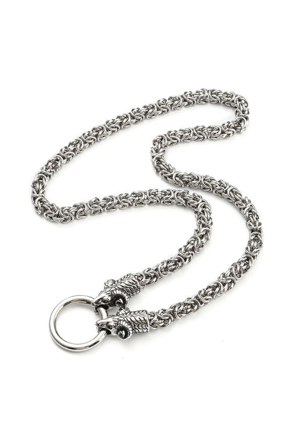 304 Stainless Steel Chain Necklaces Chainmaille Weaves Jewelry with 316L Surgical Stainless Steel Sheep Clasps Silver & Stainless Steel color 27.95x0.28 inch(71x0.7cm)