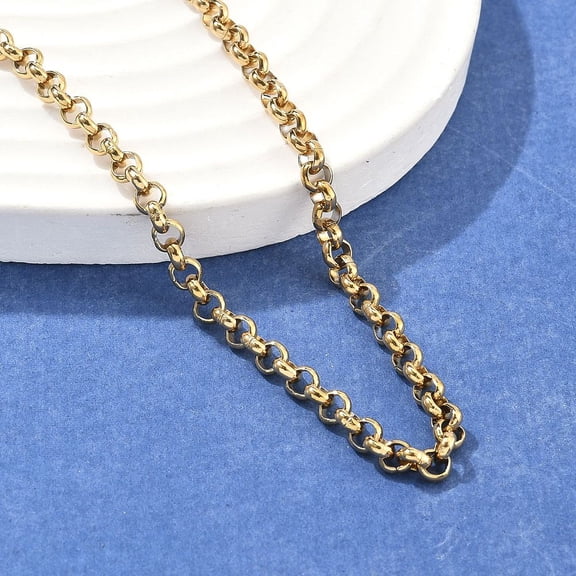 304 Stainless Steel Chain Necklaces with 304 Stainless Steel Beads and Clasps Golden 17.2 inch(43.8cm) 4mm
