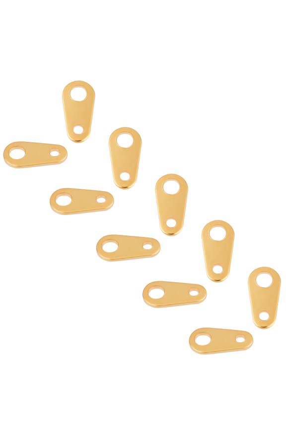304 Stainless Steel Chain Tabs Chain Extender Connectors Teardrop Golden 8x4x0.7mm Hole: 1mm 2mm 200pcs/box