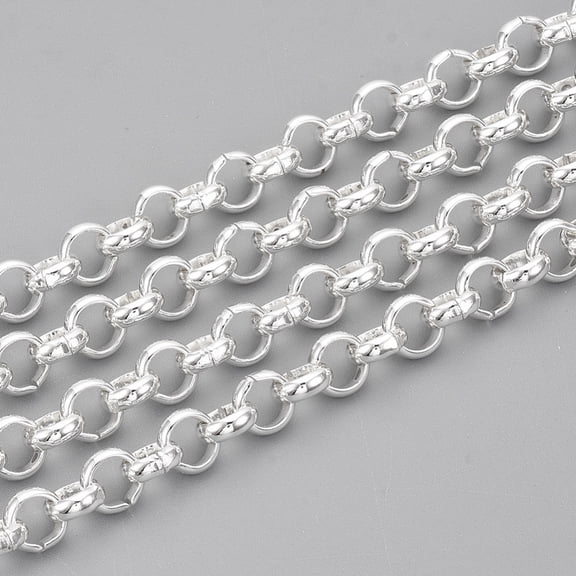 304 Stainless Steel Chains Belcher Chain Unwelded with Spool Silver color Plated 6x2mm about 32.8 Feet(10m)/roll