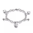 thumbnail image 1 of 304 Stainless Steel Charm Bracelet Heart Silver 7.5" Inch x6mm Z74, 1 of 4