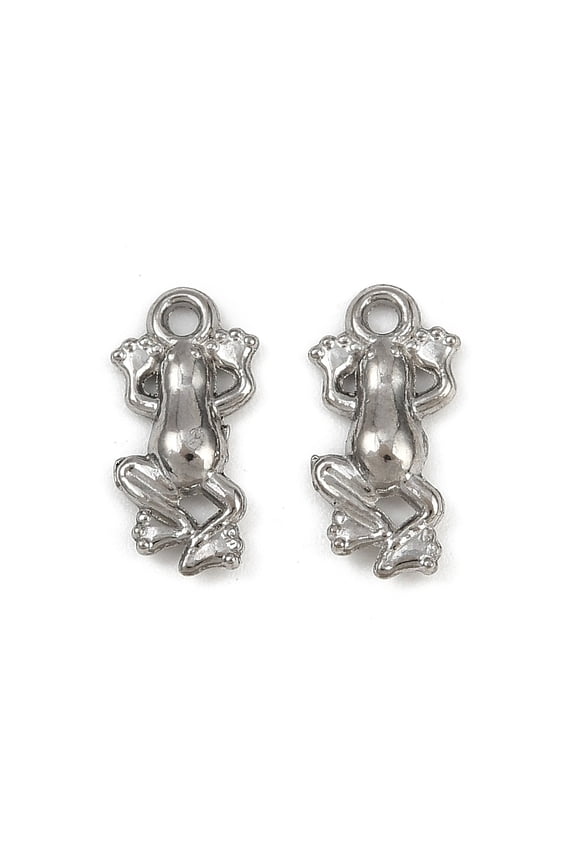 304 Stainless Steel Charms Frog Charm Anti-Stainless Steel color 13x6.5x2mm Hole: 1.2mm