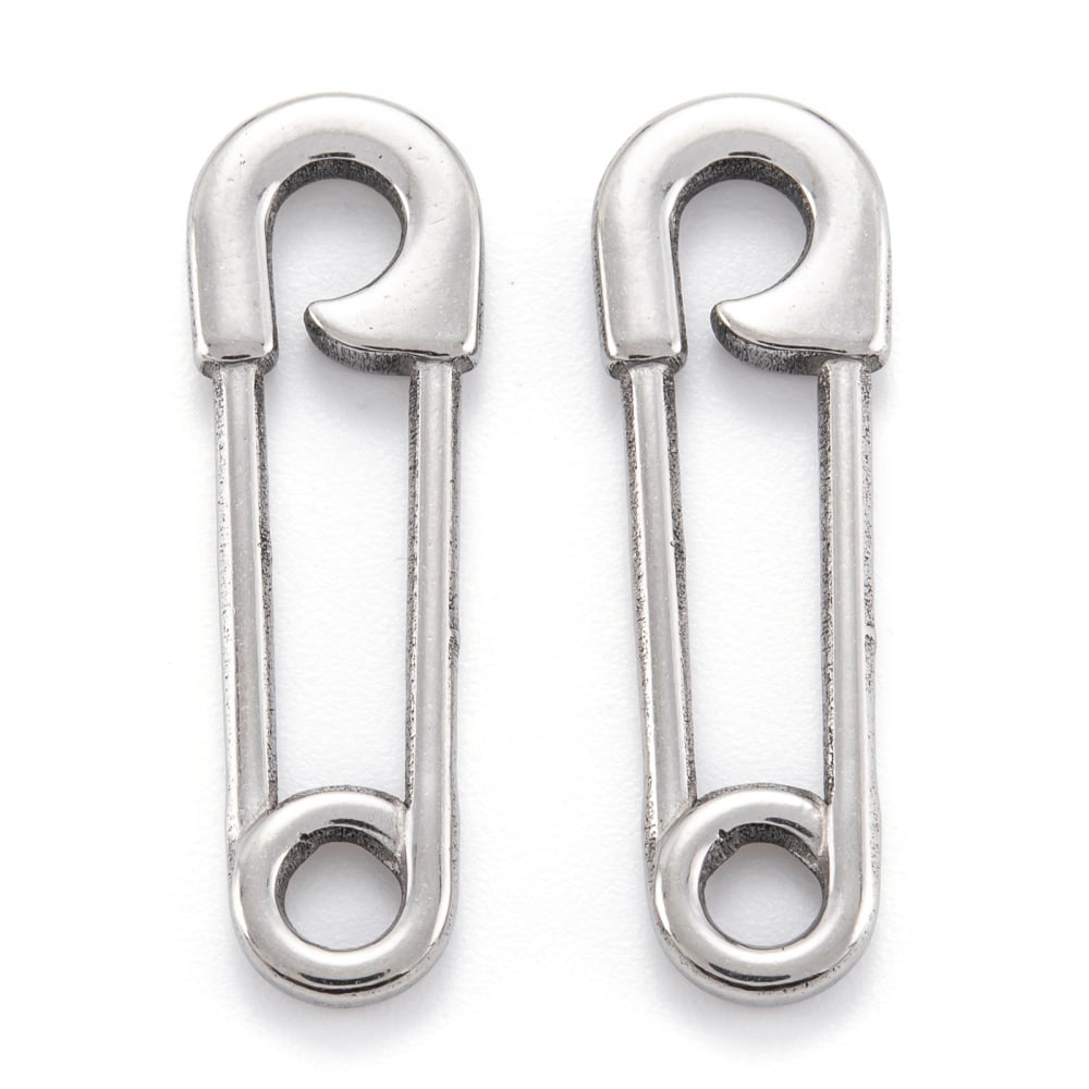 304 Stainless Steel Charms Safety Pin Pendants Stainless Steel Color 31.5x9.5x2mm