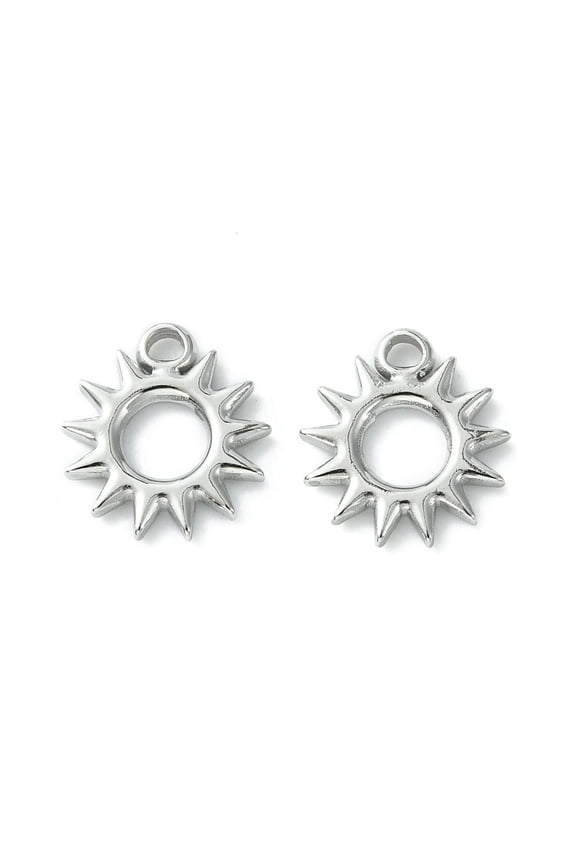 304 Stainless Steel Charms Sun Charms Stainless Steel color 12x11x1.6mm Hole: 1.5mm