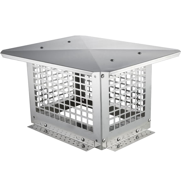 304 Stainless Steel Chimney Cap 13x9 Inch Fireplace Cover Easy Installation Anti Topple Mesh Flue Cover for Clay Flue Shingles Silver