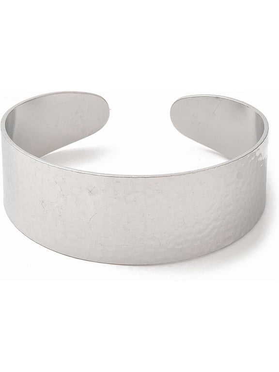304 Stainless Steel Chunky Cuff Bangles for Women Vintage Boho Wide Bangle Bracelets for Women DIY Jewelry Making Silver