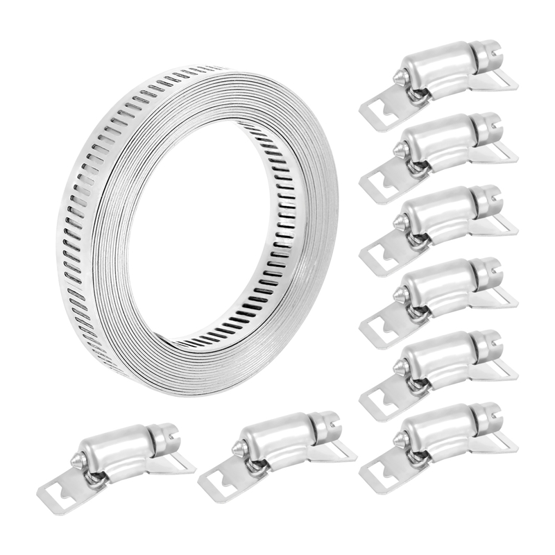 304 Stainless Steel Clamp Hose Clamp Strap with Fasteners Adjustable DIY Pipe Hose Clamp Ducting