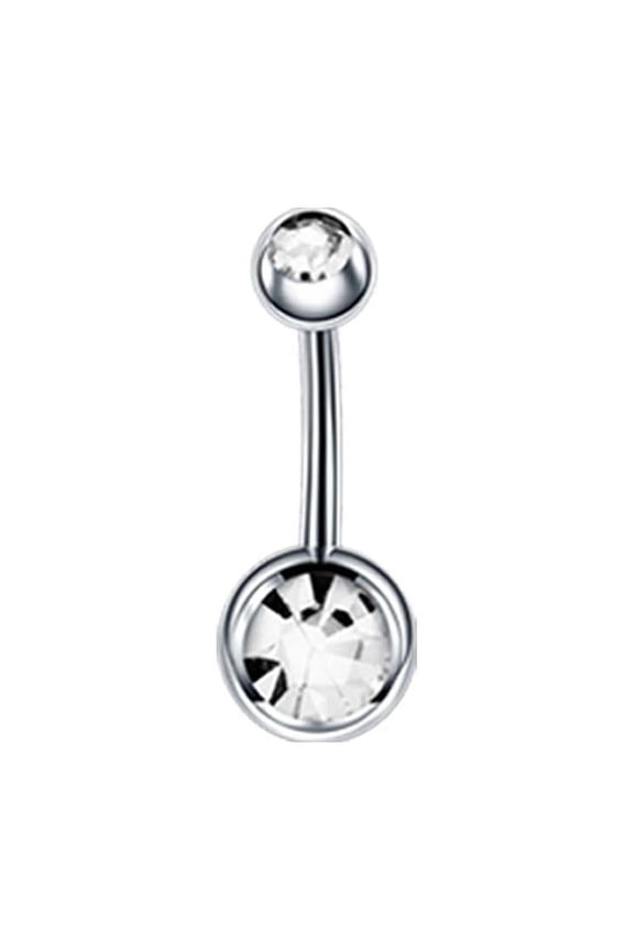 304 Stainless Steel Clear Cubic Zirconia 15 Gauge Round Belly Button Rings Piercing Rings Curved Barbell Body Jewelry for Women
