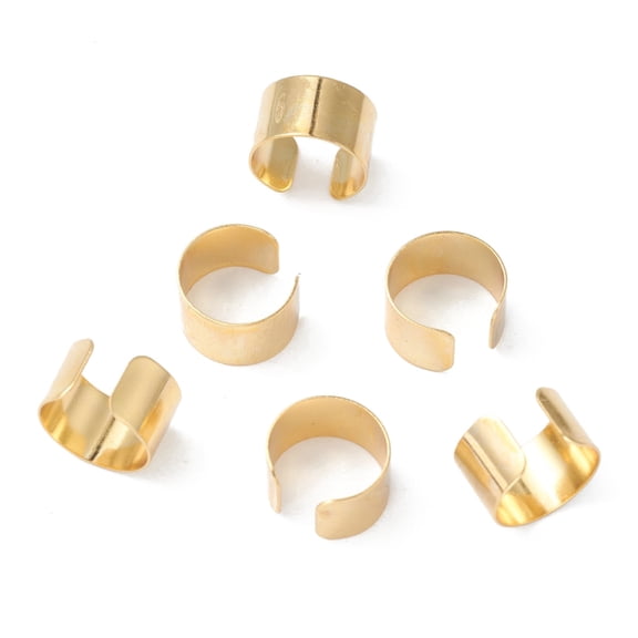 304 Stainless Steel Clip-on Earrings Cuff Earrings Real 18k Gold Plated 10x6mm