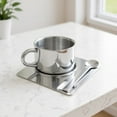 thumbnail image 1 of 304 Stainless Steel Coffee Cup With Handle Portable And Design Includes Spoon And Saucer Suitable For Coffee Milk And Beverages., 1 of 6