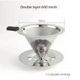 thumbnail image 1 of 304 Stainless Steel Coffee Filter 600 Mesh Double-Layer Honeycomb Filter Bowl with Base Filter-Free Paper Coffee Strainer (STEEL COLOR), 1 of 7