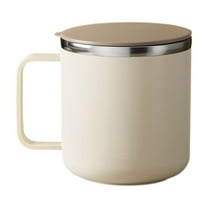 304 Stainless Steel Coffee Mug, 13.5 oz Double-Wall Vacuum Insulated Cup with Handle and Flat Lid, Thermal Travel Mug for Hot Coffee, Tea, and Cold Beverages