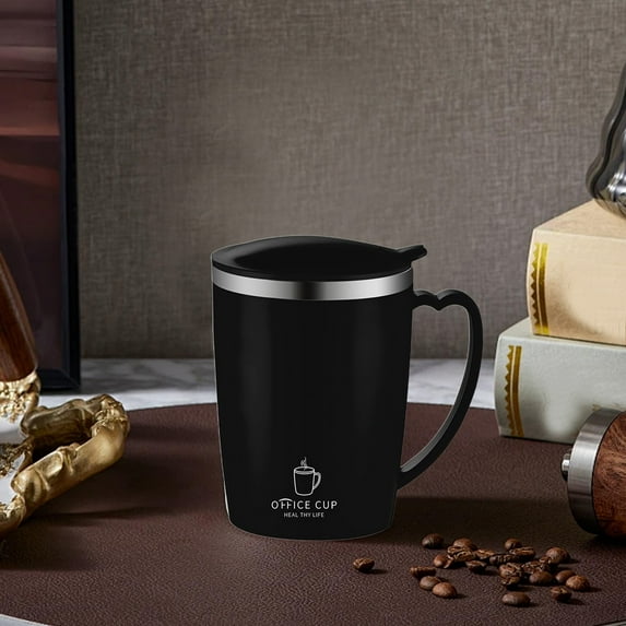 304 Stainless Steel Coffee Mug with Lid - 12oz Thermal Insulated Travel Mug, Spill-Proof, Double-Wall Vacuum Insulation, Keeps Hot Cold, Comfortable Handle, White Purple, 4.33x3.15x1.97in