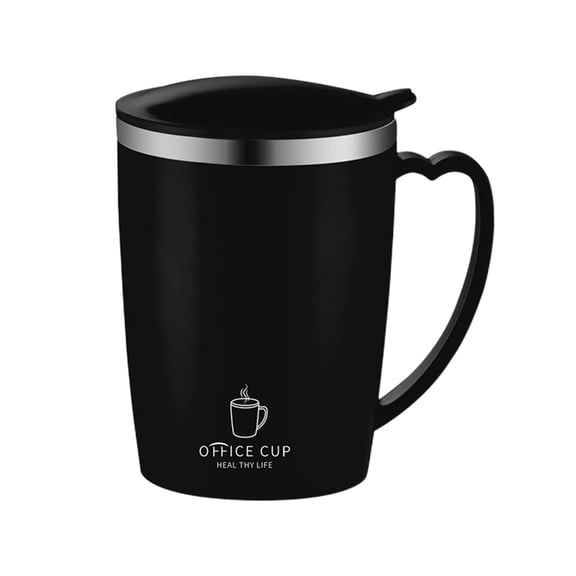 304 Stainless Steel Coffee Mug with Lid, Double Insulation, Spill-Proof Design, Comfortable Handle, Portable Thermal Drinkware