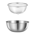 thumbnail image 1 of 304 Stainless Steel Colander Set with Mixing Bowl, Fine Mesh Strainer, Kitchen Food Drainer for Rice Pasta Fruits Vegetables, Dishwasher Safe, Multipurpose Basket, 7.5", 1 of 7