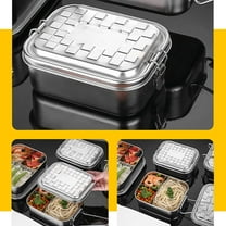 304 Stainless Steel Compartment Lunch Box Outdoor Portable Rectangular Handle Lunch Box Sealed Lunch Box Fresh-keeping Bowl