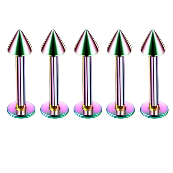 304 Stainless Steel Cone Internally Threaded Labrets for Women Men Rainbow Color Pin: 1.2x10mm Head: 3mm DIY