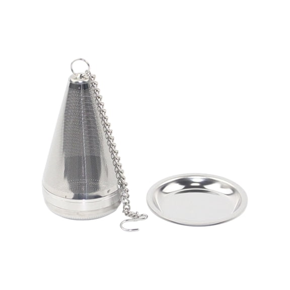 304 Stainless Steel Conical Loose Tea Infuser Fine Mesh with Tray Reusable for Tea Coffee Mug Cup Travel