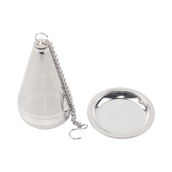 304 Stainless Steel Conical Loose Tea Infuser Fine Mesh with Tray Reusable for Tea Coffee Mug Cup Travel