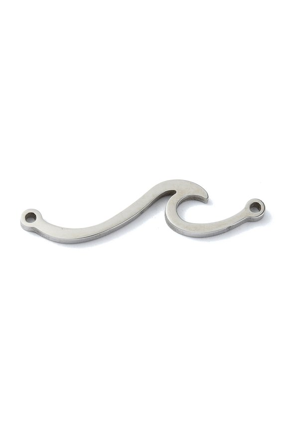 304 Stainless Steel Connector Charms Wave Shaped Links Stainless Steel color 7.5x30x1mm Hole: 1.2mm
