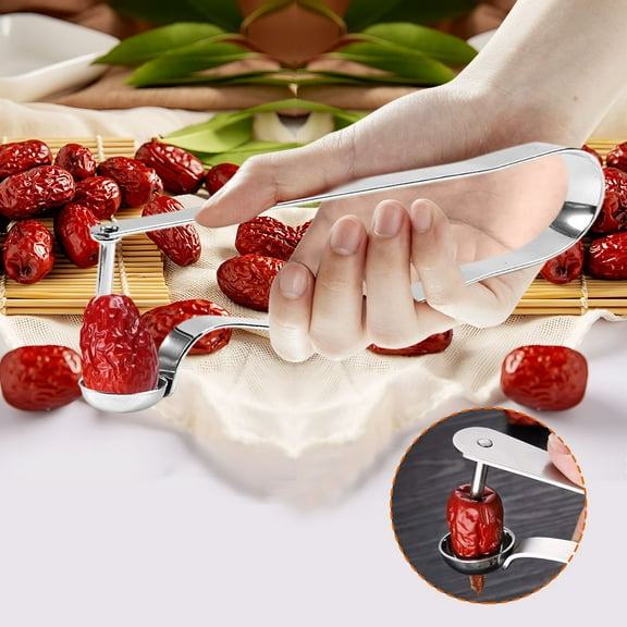 304 Stainless Steel Corer and Jujube Peeler | Red Date Cherry Winter Date Remover | Multifunctional Household Kitchen Tool | Dishwasher Safe | Durable | 6.3x1 Inches | 1 Pack