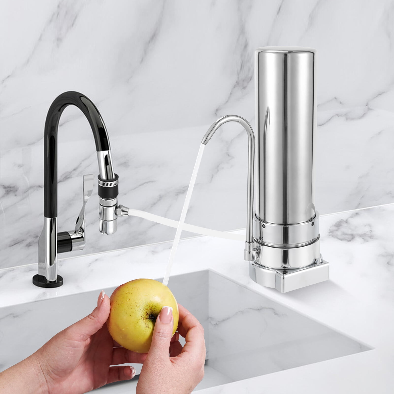 304 Stainless Steel Countertop Water Filter System - 5 Micron Filtration, Durable, Compact & Easy to Install, Ideal for Home & Office Use