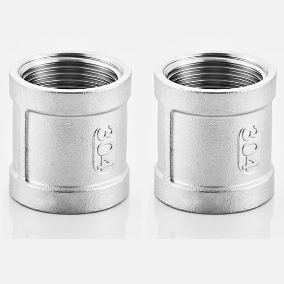 304 Stainless Steel Coupling Union - NPT Female Threaded Pipe Connector for Water & Air Systems (Pack of 2) (1 INCH)