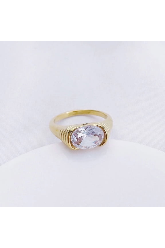 304 Stainless Steel Cubic Zirconia Finger Rings Special-Interest Fashionable for Women Lilac Size 7(17.3mm)