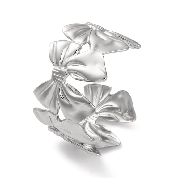 304 Stainless Steel Cuff Bangles for Women Bowknot Stainless Steel color 36mm Inner Diameter: 61mm 304 Stainless Steel