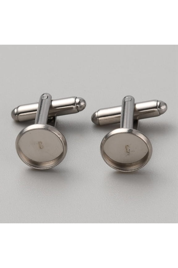 304 Stainless Steel Cuff Button Cufflink Findings for Apparel Accessories Stainless Steel Color 25.6x11.7mm creative