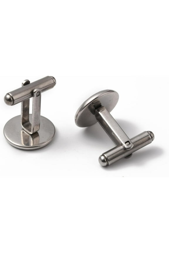 304 Stainless Steel Cuff Buttons Cufflink Findings for Apparel Accessories Stainless Steel color Tray: 14mm 19x19x16mm
