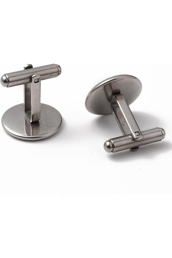 304 Stainless Steel Cuff Buttons Cufflink Findings for Apparel Accessories Stainless Steel color Tray: 16mm 19.5x19x18mm