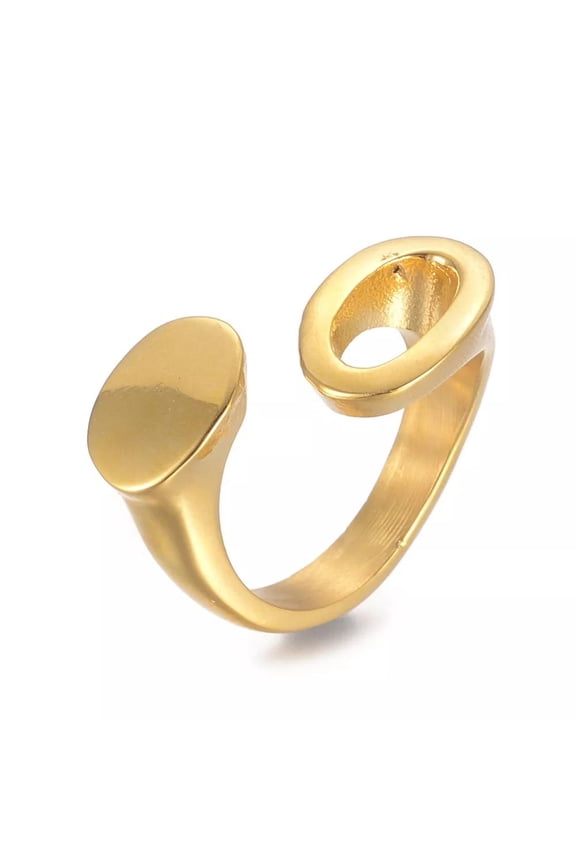 304 Stainless Steel Cuff Rings Open Rings Oval Gold Adjustable 17Mm Z718