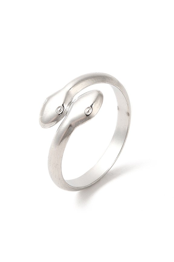 304 Stainless Steel Cuff Rings Snake Open Finger Rings for Women Men Stainless Steel color 3~11.5mm Inner Diameter: Size 8 1/4(18.3mm)