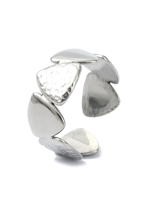 304 Stainless Steel Cuff Rings Triangle Stainless Steel Color Adjustable 9mm