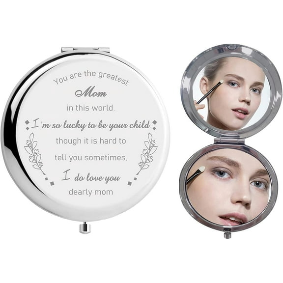 304 Stainless Steel Customization Mirror Flat Round with Word Floral Pattern 7x6.5cm