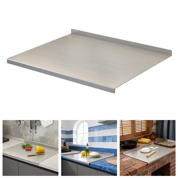 304 Stainless Steel Cutting Board for Kitchen, L Shaped Double Sided Metal Chopping Board for Meat Fruits Vegetables Bread Baking, Non Adhesive Kneading Mat