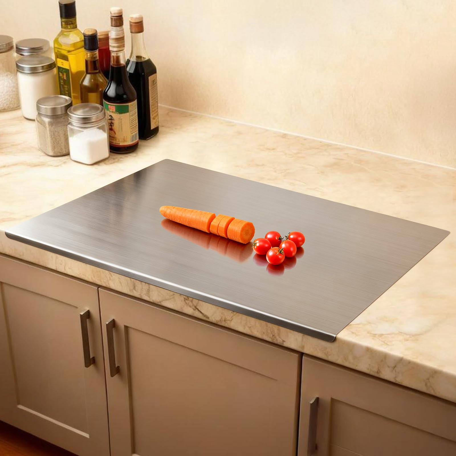 304 Stainless Steel Cutting Board for Kitchen- Large L-Shaped Bread Board,Double-Sided Chopping Board for Baking,Non Adhesive Bread Cutting Board