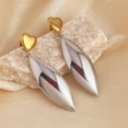 thumbnail image 1 of 304 Stainless Steel Dangle Stud Earrings Real 18K golden Plated & Stainless Steel color Horse Eye 70x17mm, 1 of 3