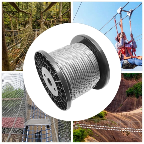 304 Stainless Steel Diameter 6.35 mm (1/4 in) 150ft Wire Rope 7x19 Strands High-Strength Tensile Steel Cable