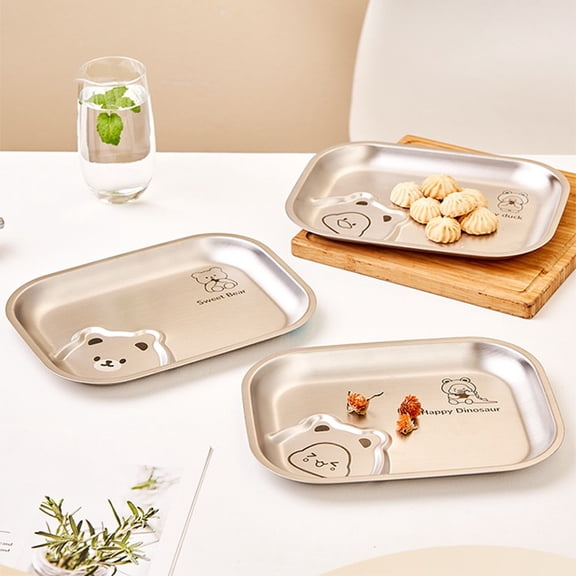 304 Stainless Steel Dinner Plate Shatter-Proof Snack Plate - Dishwasher Safe Duck YIWEI