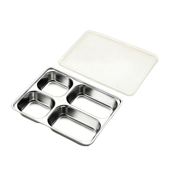 304 Stainless Steel Dinner Plates For Cafeteria Adult Sized Compartmentalized Food Plates With Lids Divided Into Five Suitable For Both Students And Adults