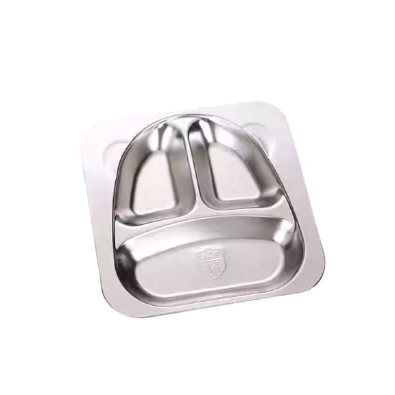 304 Stainless Steel Divided Dinner Plate Separate Compartment Tray Anti Mix Food Portion Control Plate Reusable Serving Tray