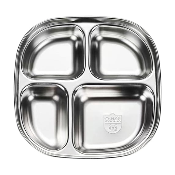 304 Stainless Steel Divided Dinner Plate Separate Compartment Tray Anti Mix Food Portion Control Plate Reusable Serving Tray