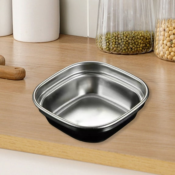 304 Stainless Steel Divided Dipping Bowls Stackable Korean BBQ Sauce Dishes Multi-Compartment Condiment Trays for Restaurants Home Kitchen Snacks Party Serving Set of 4