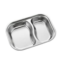 304 Stainless Steel Divided Plates, Deep Compartment Serving Trays, Square Metal Dining Plates, Camping Picnic Dishware, Reusable Meal Trays, Kitchen Grill Party Dinner Plates for Food Separation