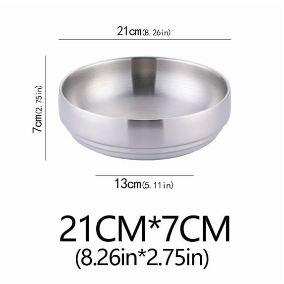 304 Stainless Steel Double-Layer Cold Noodle Bowl – Anti-Scald Insulated Korean Style Salad & Soup Bowl – Large Gold/Silver Kitchen Tableware