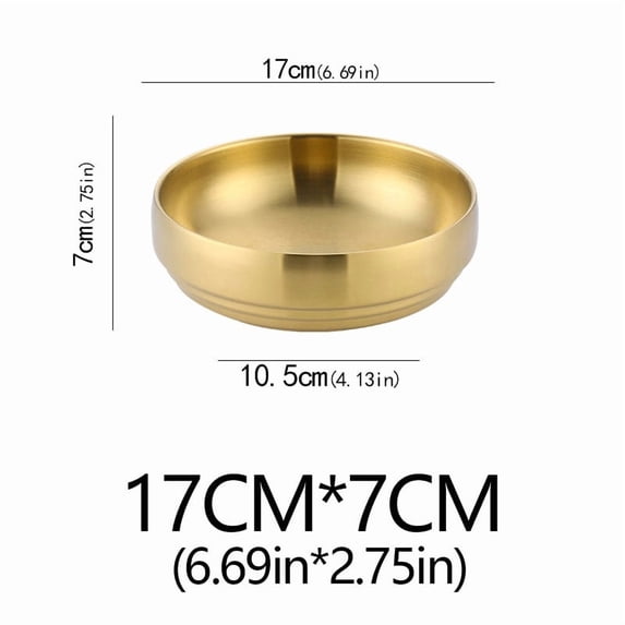 304 Stainless Steel Double-Layer Cold Noodle Bowl – Anti-Scald Insulated Korean Style Salad & Soup Bowl – Large Gold/Silver Kitchen Tableware