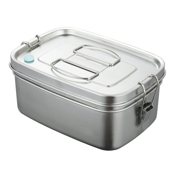 304 Stainless Steel Double Layer Lunch Box 1.5L - Portable Meal Container for Students & Workers, Ideal for Picnics, Camping and Office Use, Leak-Proof Design