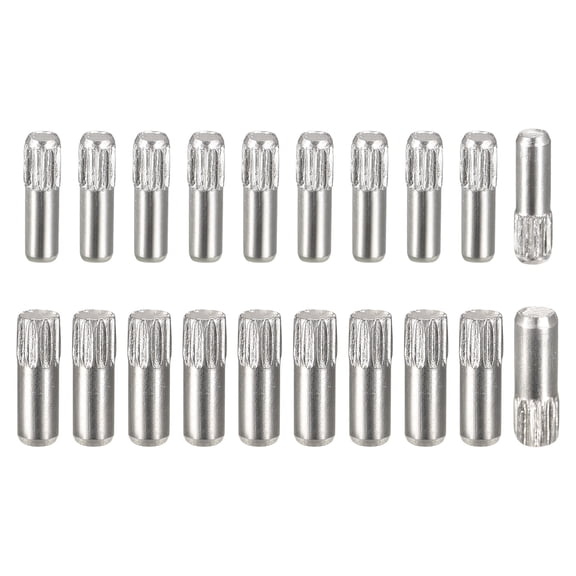 304 Stainless Steel Dowel Pins, 20Pack 2.1x3mm and 20Pack 2.6x3mm Knurled Head Flat Chamfered End Dowel Pins